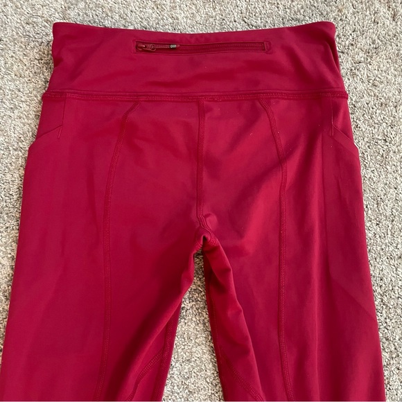 Lululemon Fast Free Cropped Tight 25 x 21 Women’s Size 4 Red Pocket Leggings - Picture 11 of 12